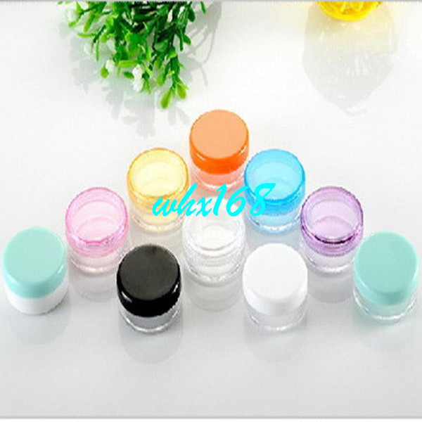 100pcs/lot 3g Multicolour PS Lid Cosmetic Empty Jar Pot Makeup Face Cream Container Bottle Plastic Round Sample Jar