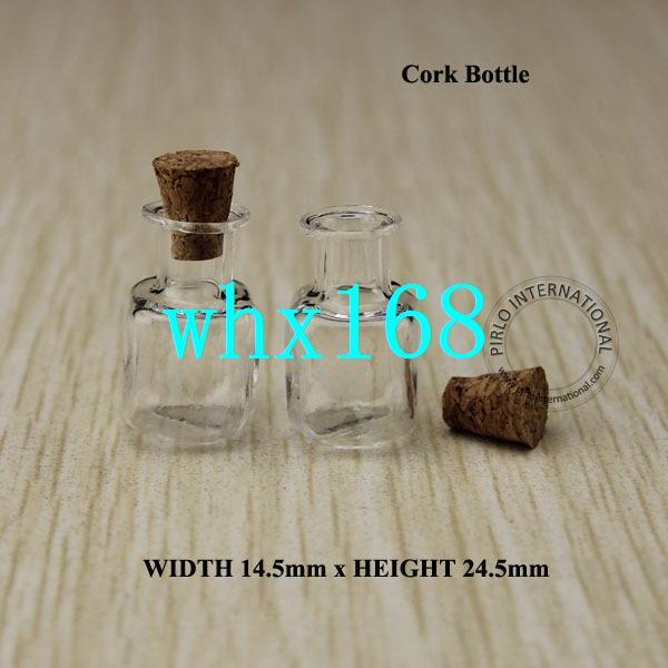 20pcs/lot High Quality 1-2ml Mini Glass Cork Bottle Glass Sample Vial, Square Display Containers, Free shipping