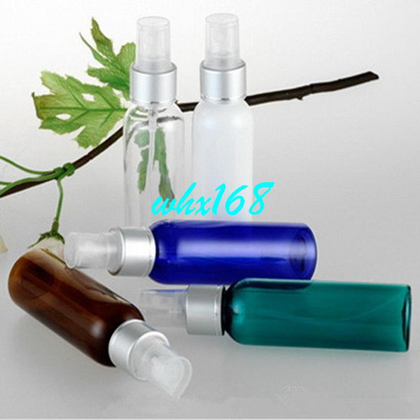 20PCS/lot 60ml Empty PET Perfume Bottle With Aluminum Anodized Spray Pump Round Shoulder Plastic Cosmetic Vials Emulsion Bottle
