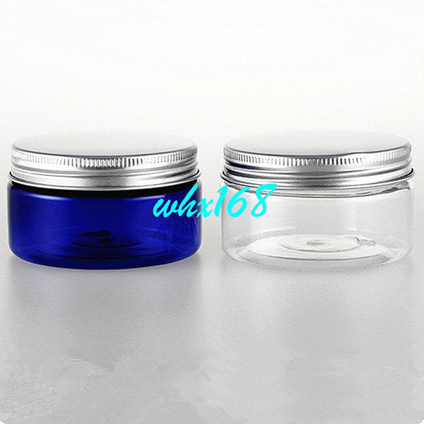 10pcs/lot 100g Cream Jar Bottle PET Transparent / Blue Cream Box Makeup Packing Box OF R67 Aluminum Lid (with PVC Inner Cover)
