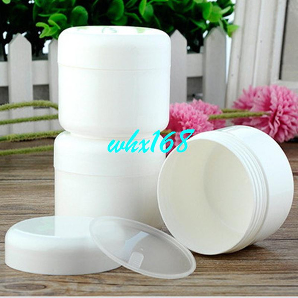 50pcs/lot 100g White Cosmetic Empty Jar Pot Makeup Face Cream Container Bottle Cream Jar Plastic Sample Makeup Sub-bottling