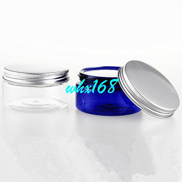 30pcs/lot 100g Lip Kit PET Cream Jar Bottle Clear / Blue Cream Box Makeup Packing maquiagem Aluminum Lid (with PVC Inner Cover)