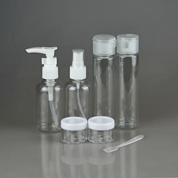 3Sets/lot Hot Selling Travel Refillable Bottles Sets Round Base PS Cream Jars Cosmetic Container Clear PET Makeup Sample Jar