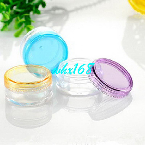 10pcs/lot 3g Cosmetic Empty Jar Pot Makeup Face Cream Container Bottle Colorful PS Plastic Round Jars Multicolour lid Sample Jar