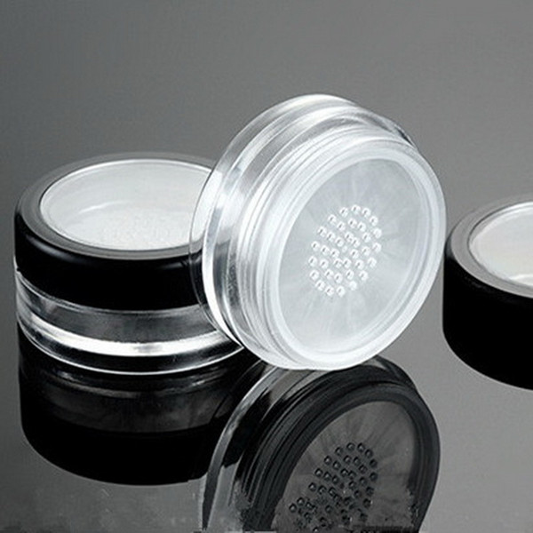 10pcs/lot 10g Black Clear Cap Loose Powder Compact With The Grid & Puff PP Powder Puff Jar Packing Container Powdery Cake Box