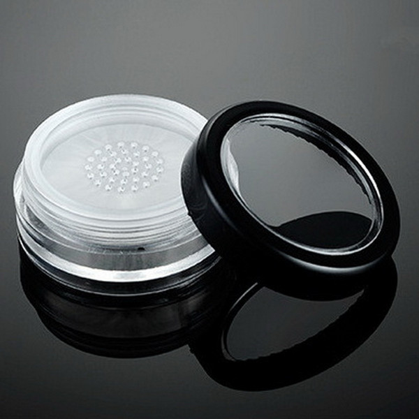 50pcs/lot 10g Clear Plastic Loose Powder Jar Cosmetic Packing Jar With Sifter Empty Makeup Jar Container Powdery Cake Box