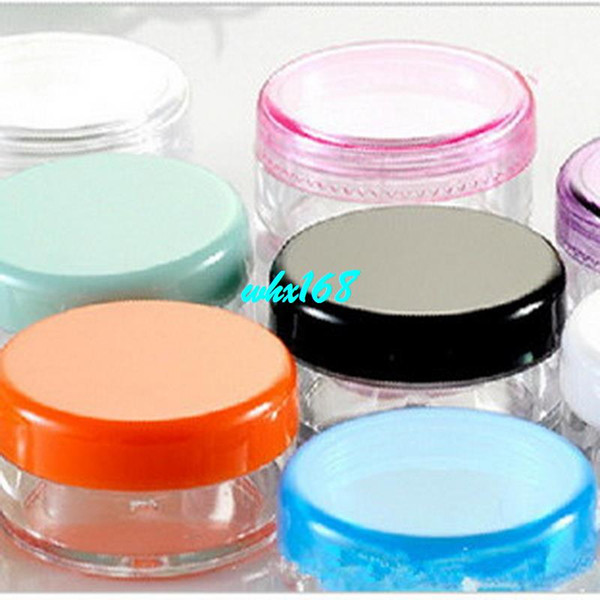 50pcs/lot 3g PS Cosmetic Empty Jar Pot Makeup Face Cream Container Bottle Colorful Plastic Round Jars Multicolour lid Sample Jar