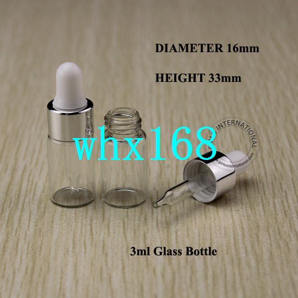 Wholesale 200pcs Mixed Colors Silver Ring 3ml Easy Used Mini Essential Oil Bottle, Round Shaped Dropper Vials, Free Shipping