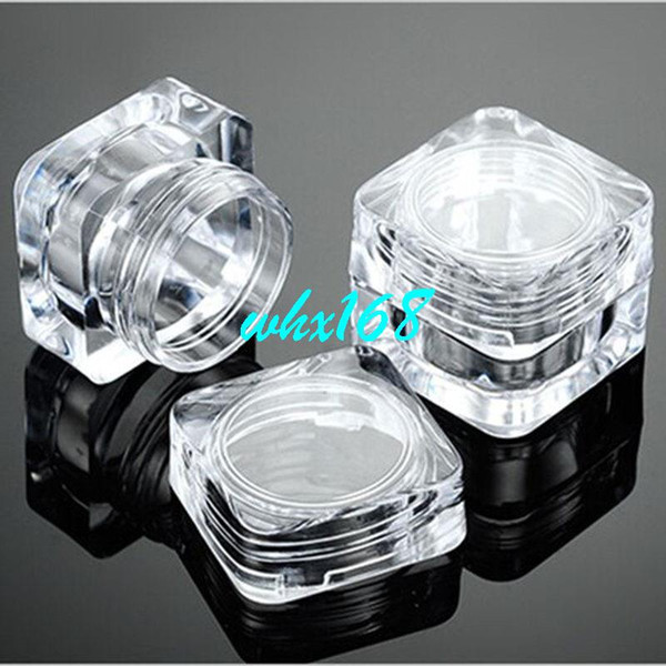 50pcs/lot 5 Grams Cream Sample Packing Box AS High-grade Transparent Crystal Eye Cream Jar Square Plastic Cosmetic Container