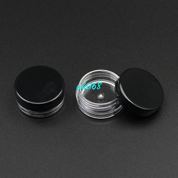 100pcs Round Base 2g Gram Transparent Cream Jar With Black Lid 2ml Clear Plastic Jar Empty Cosmetic Containers Mini Packaging