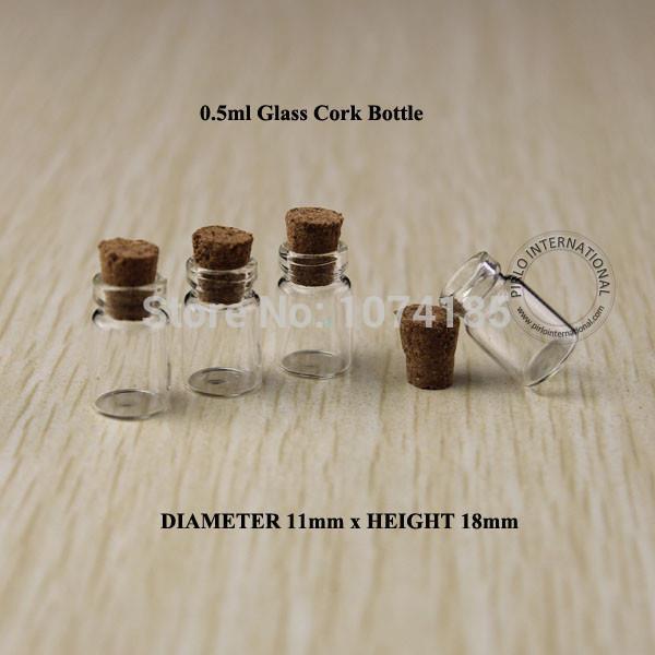50pcs 0.5ml Glass Bottle Vials With Wood Cork Mini Bottle Vial small wishing perfume display bottle Vintage Glassware Clear