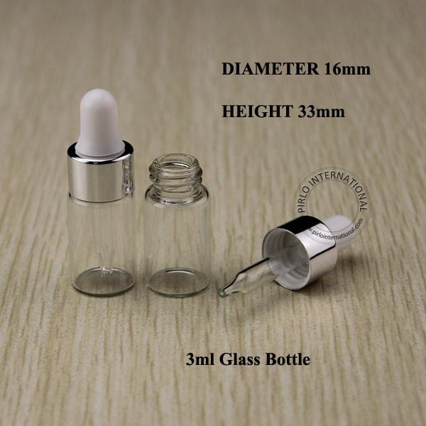 3ml Clear Glass Dropper Bottle Jars Vials With Pipette Silver Cap For Cosmetic Perfume Essential Oil Bottles Free Shipping 50pcs