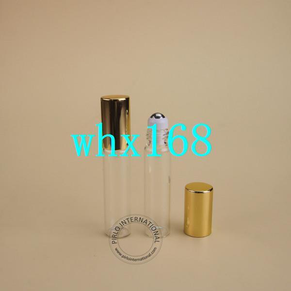 Wholesale 100pcs/Lot 5ml Roll On Bottle Essential Oil Perfume Cosmetic Container Small Golden lid Min Empty Refillable Box