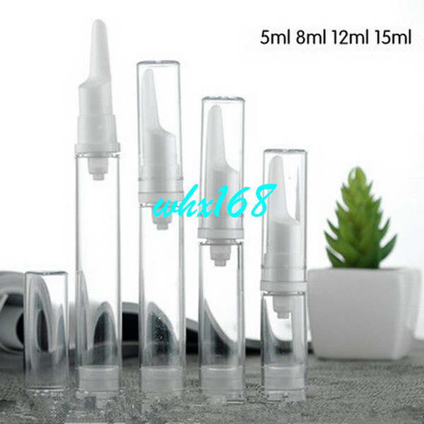 100pcs/lot 5ml 8ml 12ml 15ml Eye Cream Airless Bottle Clear PET Plastic Lotion Sub-bottling PP Vacuum Pump Serum Sample Bottle