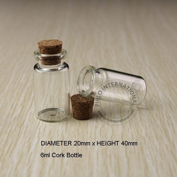 DIY Essential! 20pcs High Quality 6ml Wood Cork Glass Bottle Clear Mini Vial clear Bottle Vintage Glassware