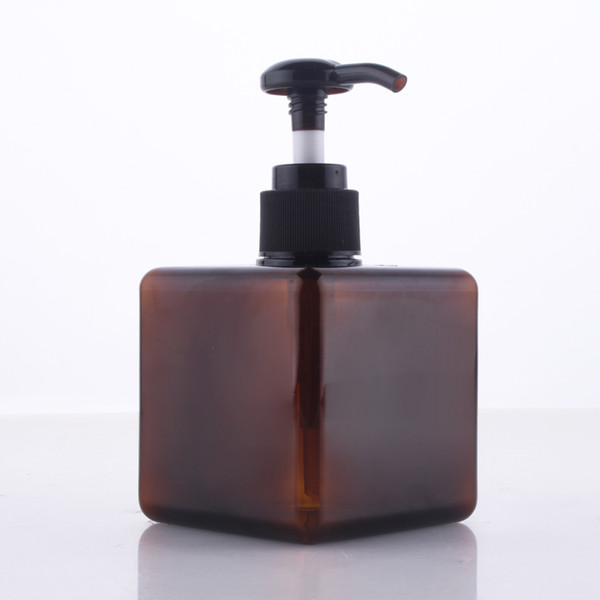 20pcs 250ml clear brown or green PET square bottle with black or clear lotion pump,cosmetic bottle for liquid and lotion cream