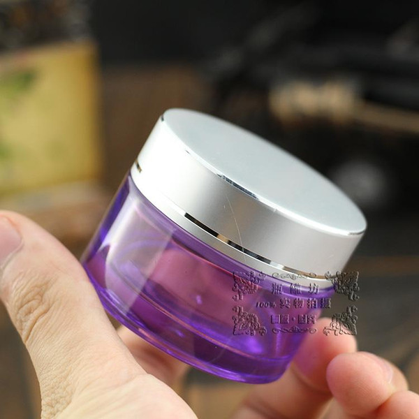 50pcs 30g light purple glass cream jar with silver lid, empty glass 30 grams cosmetic jar for eye cream, 30g glass cream bottle