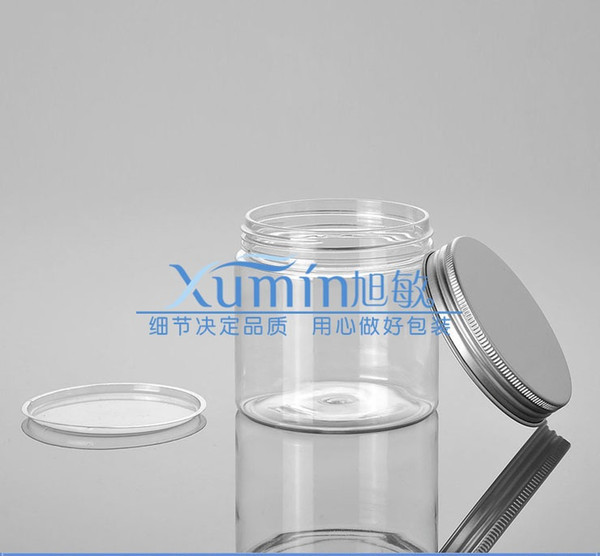 200ml clear Jar PET Jar with silver aluminum Cap ,200g clear PET Mask Container,200g Empty Plastic Cream Lotion Bottle Wholesale