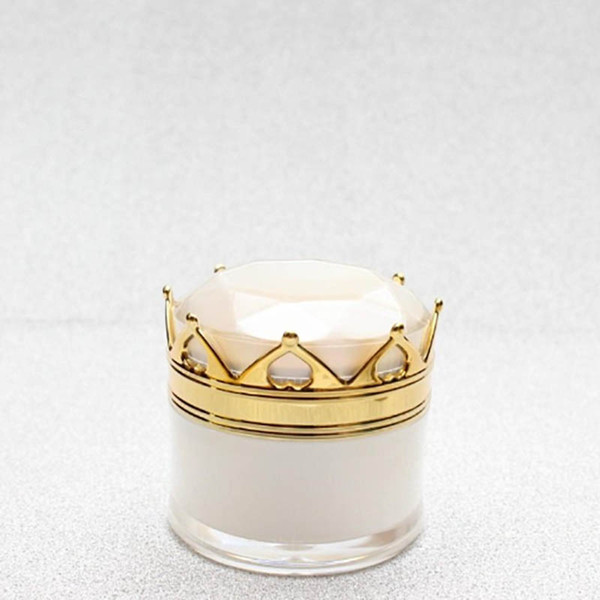 20ml pearl white crown shape acrylic jar ,luxury 20g gold plastic cosmetic jar for eye cream, essence gel night cream packing