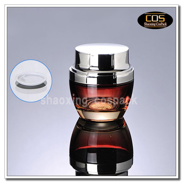 100pcs JGX40- 50g empty glass jars with silver lids , red glass lotion containers 50ml, luxury glass packaging for cosmetics