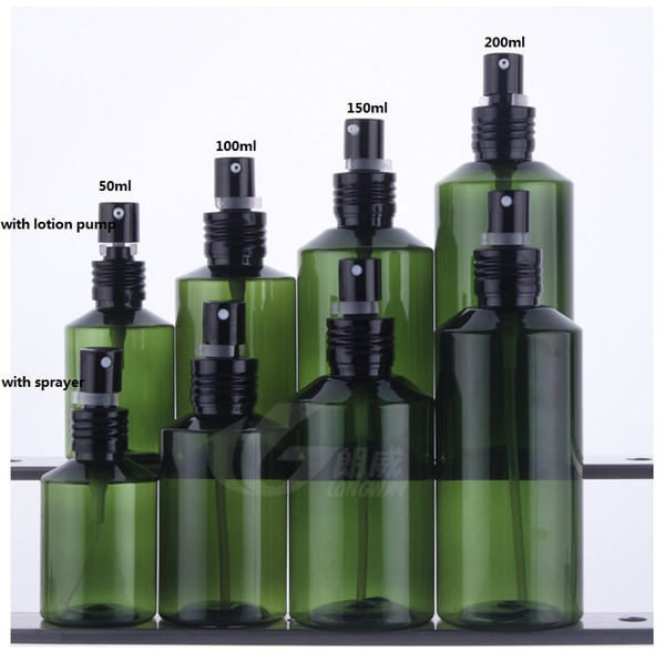 100pcs 50ml dark green PET perfume bottle with black aluminum sprayer, 50 ml mist sprayer bottle,Perfume atomizer bottle