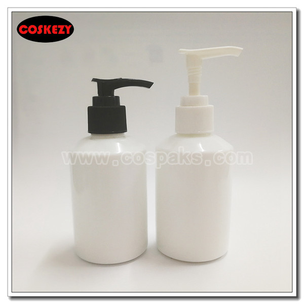 50pcs wholesale 125 ml empty gass white lotion cream bottle with black or white pump, glass 125ml cosmetic container for lotion