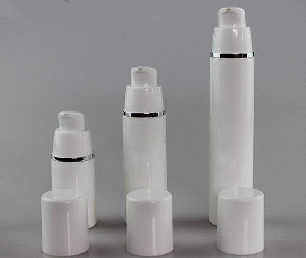 100pcs 15ml white plastic airless vacuum pump lotion bottle with white cap ,wholesale 0.5ounce airless pump Cosmetic Container