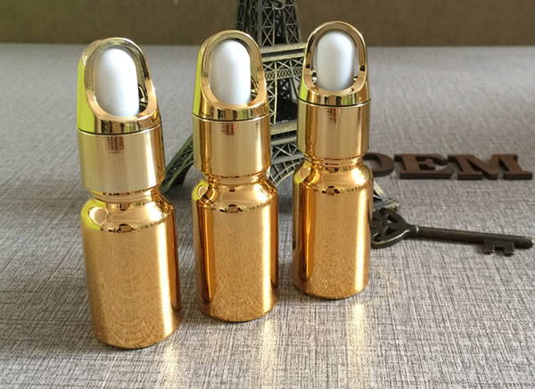 50pieces 10ml High temperature gold plated dropper bottle, gold color glass 10ml small dropper essentical oil bottle wholesale