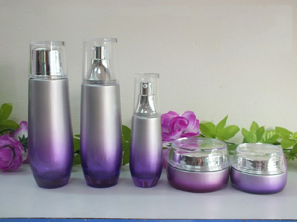 100pcs glass 40ML cosmetics empty bottles ,40 ml purple glass lotion bottle with silver cap ,40 ml glass containers for cream