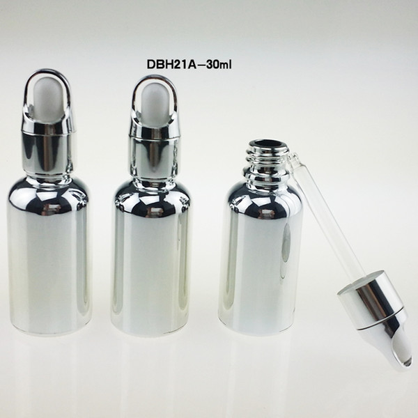 wholesale 100pcs glass 1 ounce dropper bottles , silver 1 oz dropper bottle glass , empty 30ml glass bottles with dropper