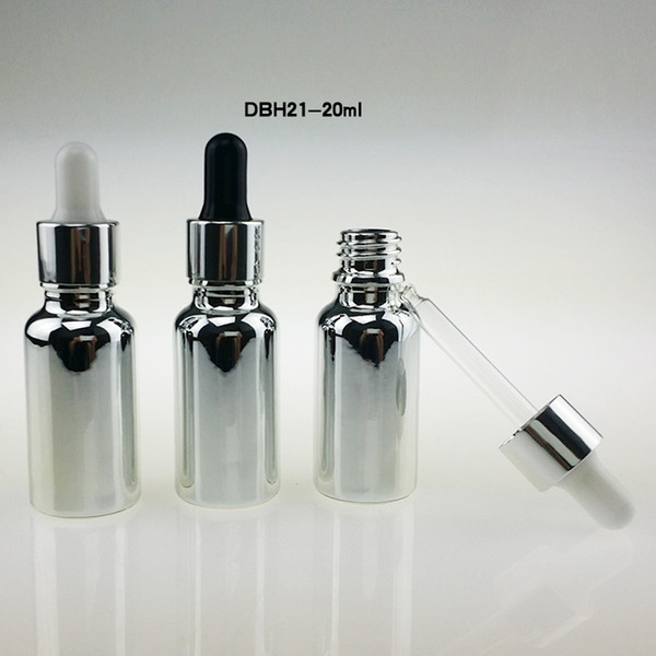 wholesale 100pcs empty 20ml silver glass oil dropper bottle , 20 ml glass reagent dropper bottle , glass Essential oil dropper