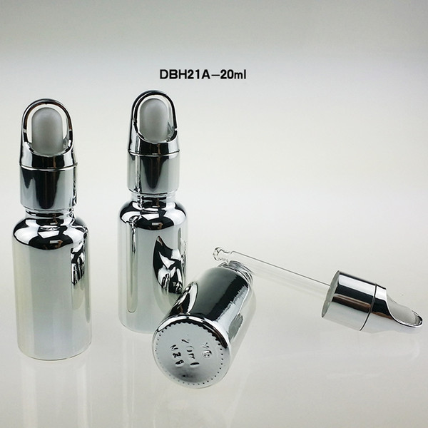 100pcs HOT high-grade silver glass dropper bottles 20 ml , glass bottle 20ml dropper , luxury 20ml decorative dropper bottle