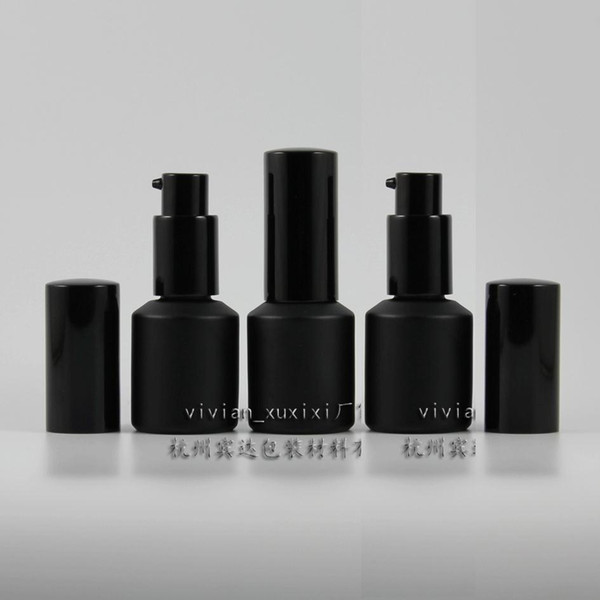 25pcs 15ml black frosted Glass lotion bottle with black pump,thick bottom cosmetic pack,15ml glass cosmetic bottle for liquid