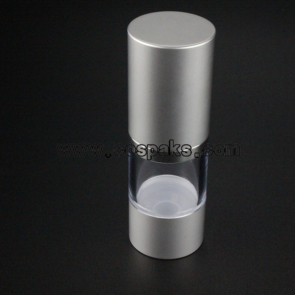 50pcs aluminium base cosmetic 15ml airless pump bottle , aluminium 15ml cosmetic packaging airless , 15ml cosmetic pump bottle