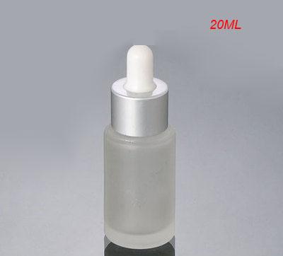 100pcs 20ML frosted glass dropper bottle with silver lid, 20 ml glass frost drop bottle, glass bottle 20g Cosmetic Packaging