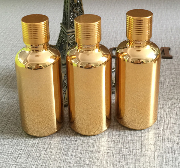 empty 50pieces/lot 50ml High temperature gold plated glass Essential oil bottle, 50ml gold essentical oil bottle wholesale