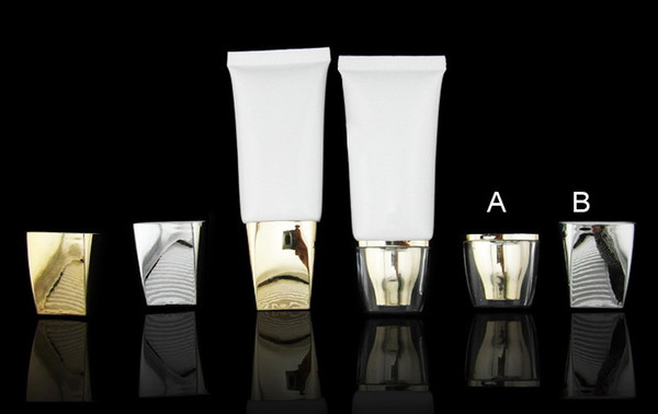 Wholesale-100pcs/lot 30ml oval white empty soft tube, cosmetic empty tube, cream lotion tube with two caps
