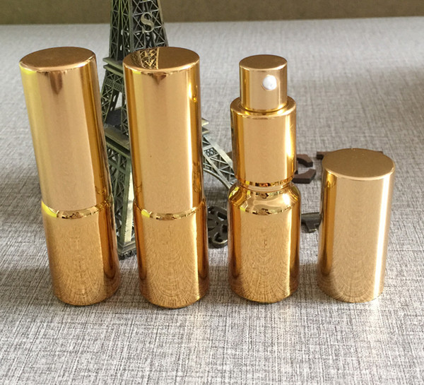 wholesale empty 10ml high temperature gold plated lotion bottle with pump, glass 10ml mini cosmetic lotion bottle wholesale
