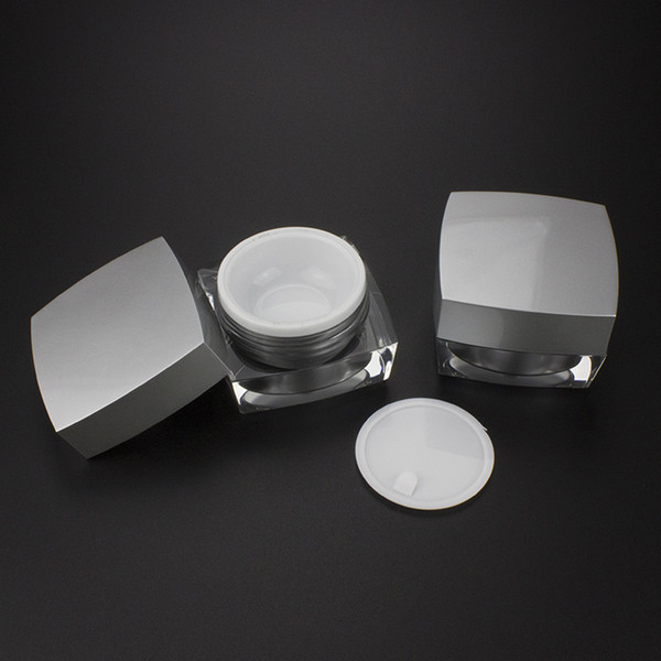 50pcs JA50 15g acrylic eco friendly packaging , silver square plastic luxury packaging , 15ml empty acrylic containers for sale