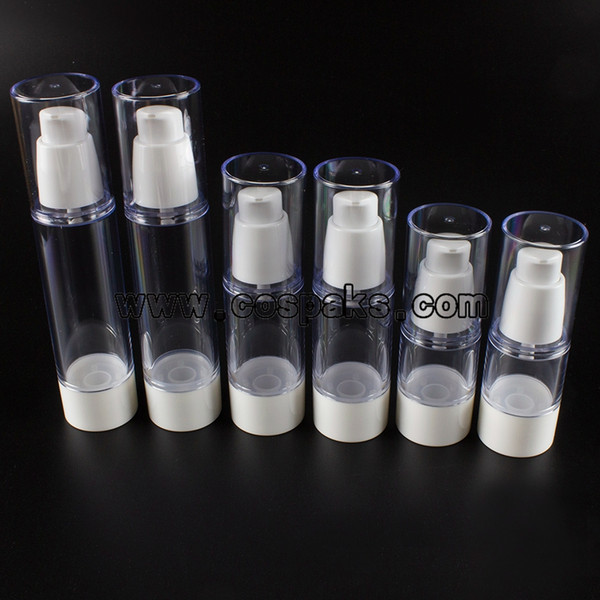 50pcs empty 30ml BB cream bottle with airless pump, 30ml airless bottle, 1 ounce round clear airless packaging
