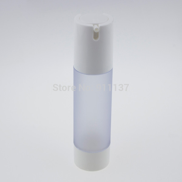 50pcs 50ml frost airless pump packaging for cosmetic , round 50ML airless cosmetic pumps , pp 50ml airless bottle with pump
