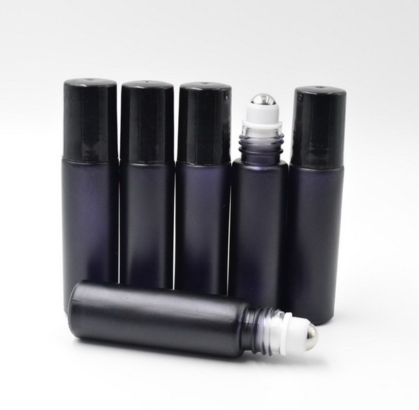 Factory Price 200PCS/LOT 10ml 1/3oz Black Fragrances ROLL ON GLASS BOTTLE ESSENTIAL OIL Metal Roller Ball BY DHL/EMS Free Shipping