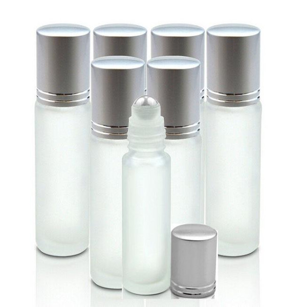 Wholesale 200pcs/lot 10ml Frosted Glass Roll On Essential Oils Perfume Bottles With Stainless Steel Roller Ball BY DHL Free Shipping