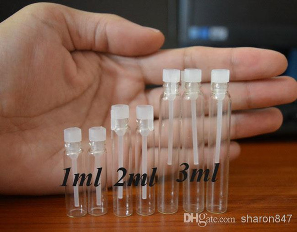 1ML/2ML /3ML Empty Liquid Sample Glass Bottle Perfume Vials Empty Tubes 1000pcs/lot DHL Free