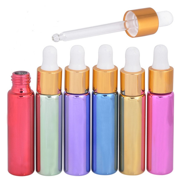 Colorful 10ml UV Resistant Glass Bottles with Glass Eye Dropper Dispenser for Essential Oils Colognes Perfumes Aromatherapy Chemmical Gift