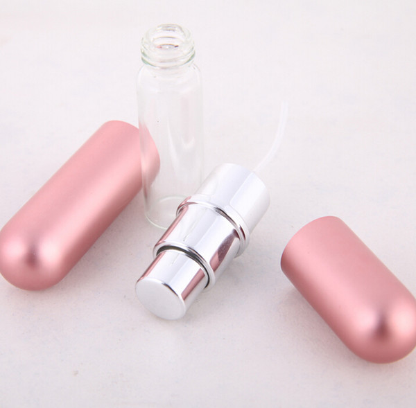 Refillable 5ml 1/6oz Empty Atomizers Glass Perfume Bottles Spray Makeup Aftershave Colorful Metal Bottle 5ML Wholesale by DHL Free Shipping