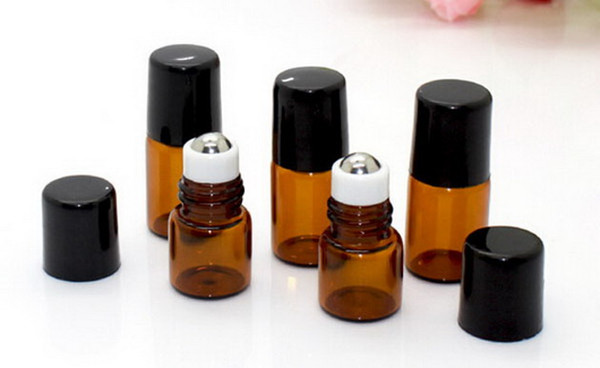 200pcs/lot 1ml 2ml Slim Amber Tube Glass Roll-On Fragrance Perfume Bottles Refillable & Portable Perfume Roll On Bottle Free Shipping