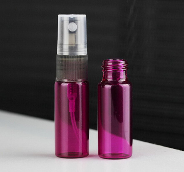 Wholesale 1000pcs/lot 5ml 1/6oz glass fragrant liquid Fine mist Perfume Atomizer Refillable Spray Empty Bottle Green pink