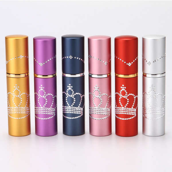 10ml Empty Atomizer Glass bottle Spray Refillable for Perfume Aromatherapy Essential Oil Colorful Crown Diamond Promtion Party Wedding Gift