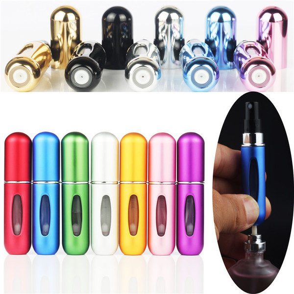 12 Colors 5ml Portable Mini Aluminum Refillable Perfume Bottle With Spray Empty Cosmetic Containers For Traveler